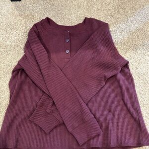 Burgundy Waffle Knit Long Sleeve Top Old Navy